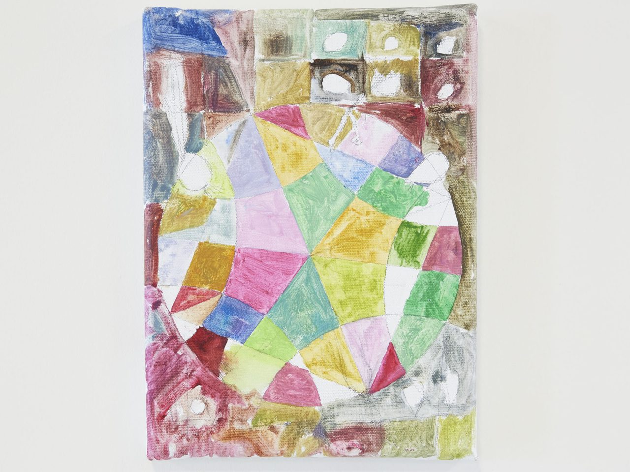 A geometric, lightly painted watercolour painting.