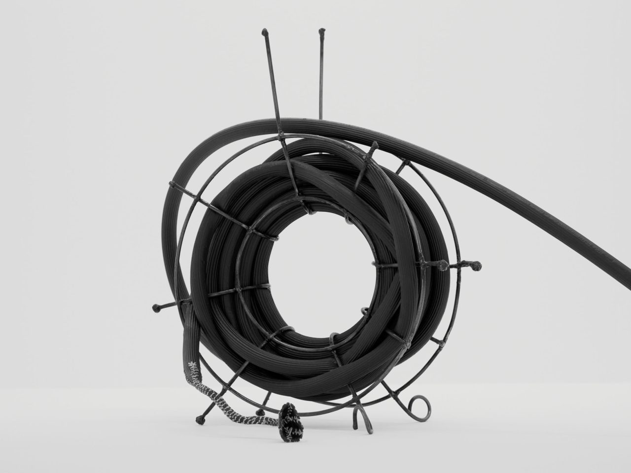 A wound up black hose