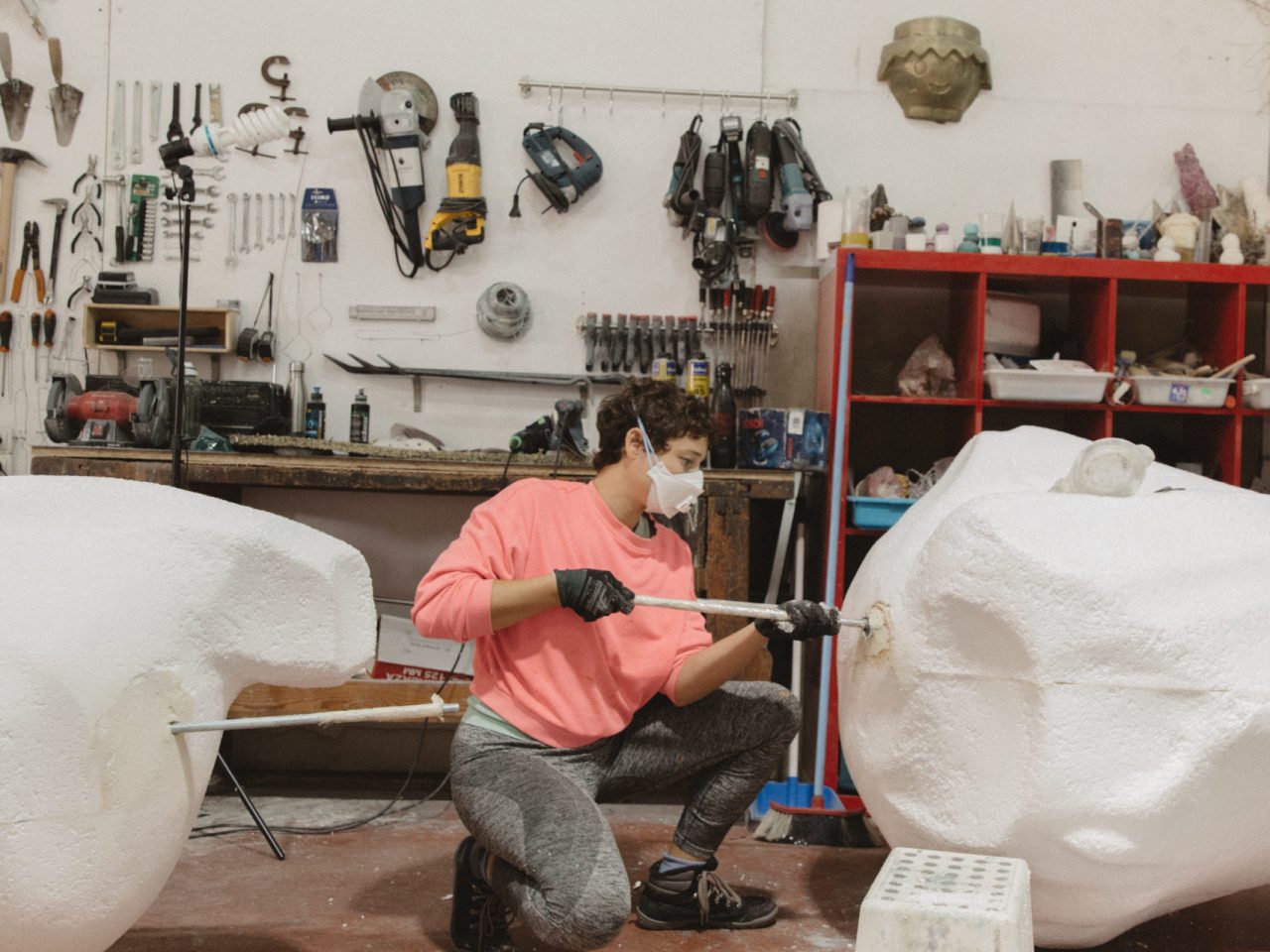 Teresa Solar in their studio creating the piece for Liverpool Biennial.